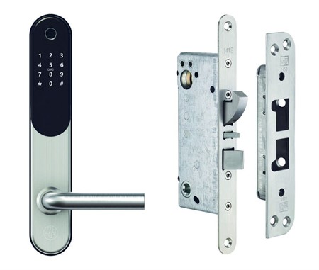 Digitalt styrt dörrhandtag BG5000 inkl låshus 1418 - SVART